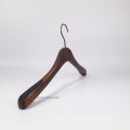 DL457 Garment hanger vintage hand brush wooden hanger Dark coffee store clothing hanger with no-silp antique copper round hook